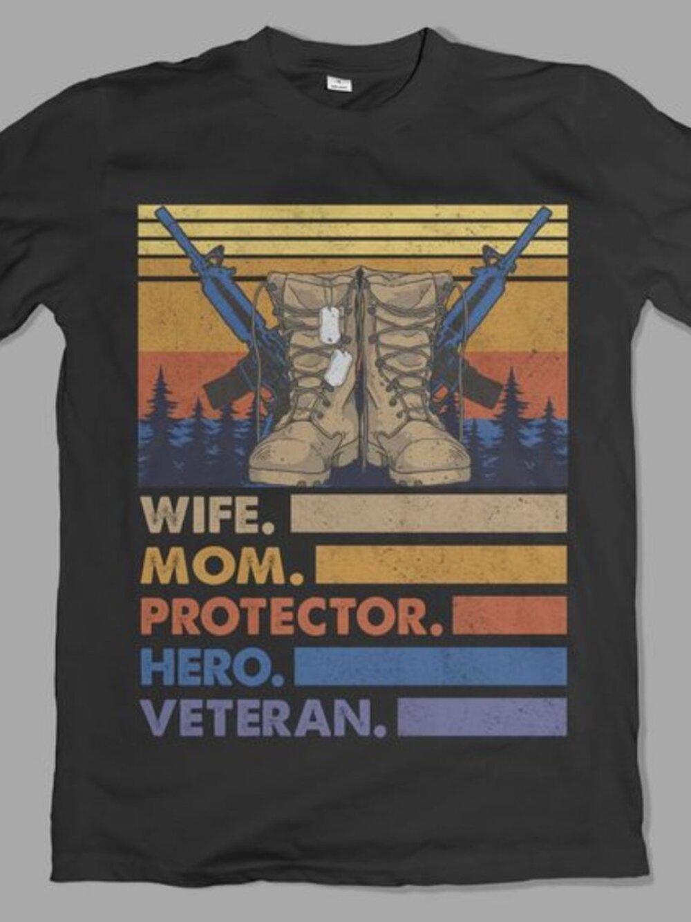 Veteran Wife Mom Protector Hero Veteran Graphic Unisex T Shirt